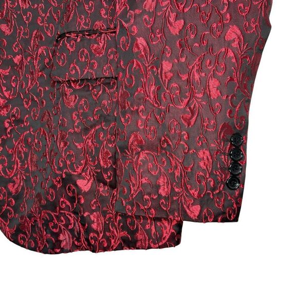 Coofandy Men's Size Medium Black & Red Tuxedo Jacket‎ - Picture 5 of 11